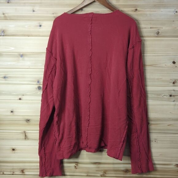 Ra-Ra Rag Recycle Rag Restyle Top Unisex XL Red Long Sleeve Tee - Picture 5 of 10